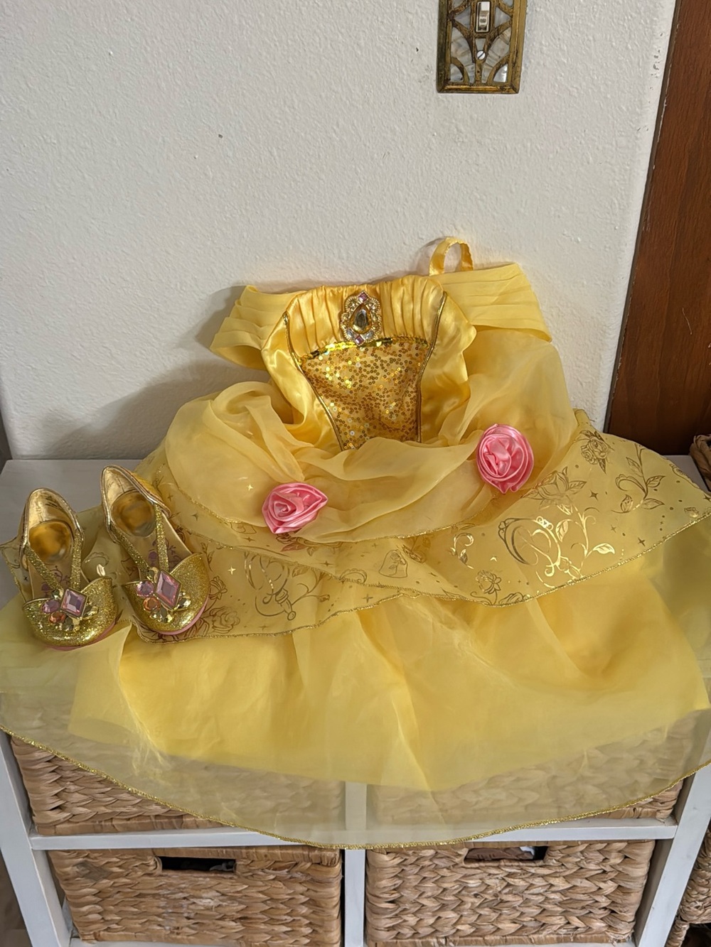 Disney Yellow Princess Ball Gown with Pink Rose Accents